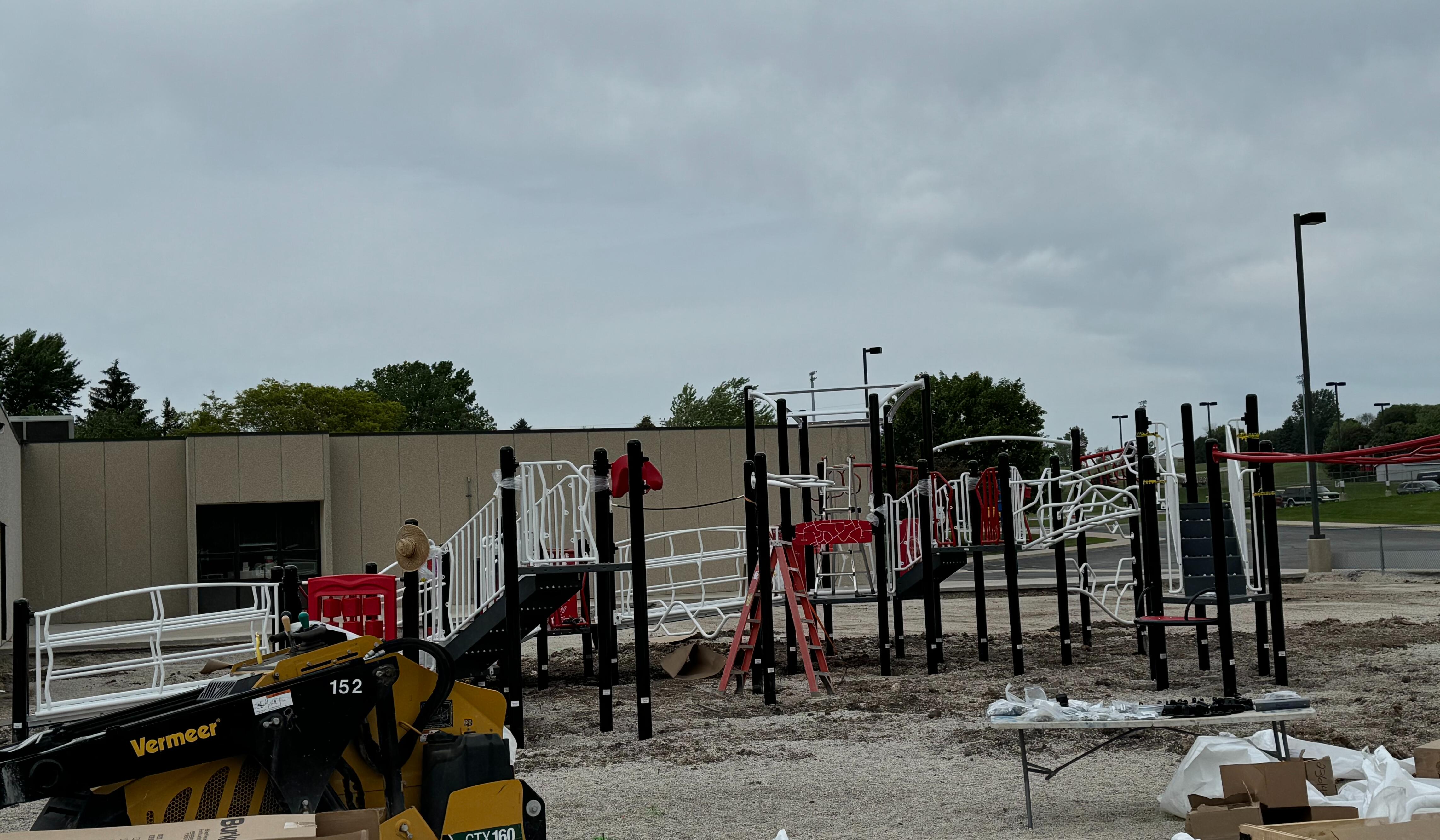 Elementary playground during installation